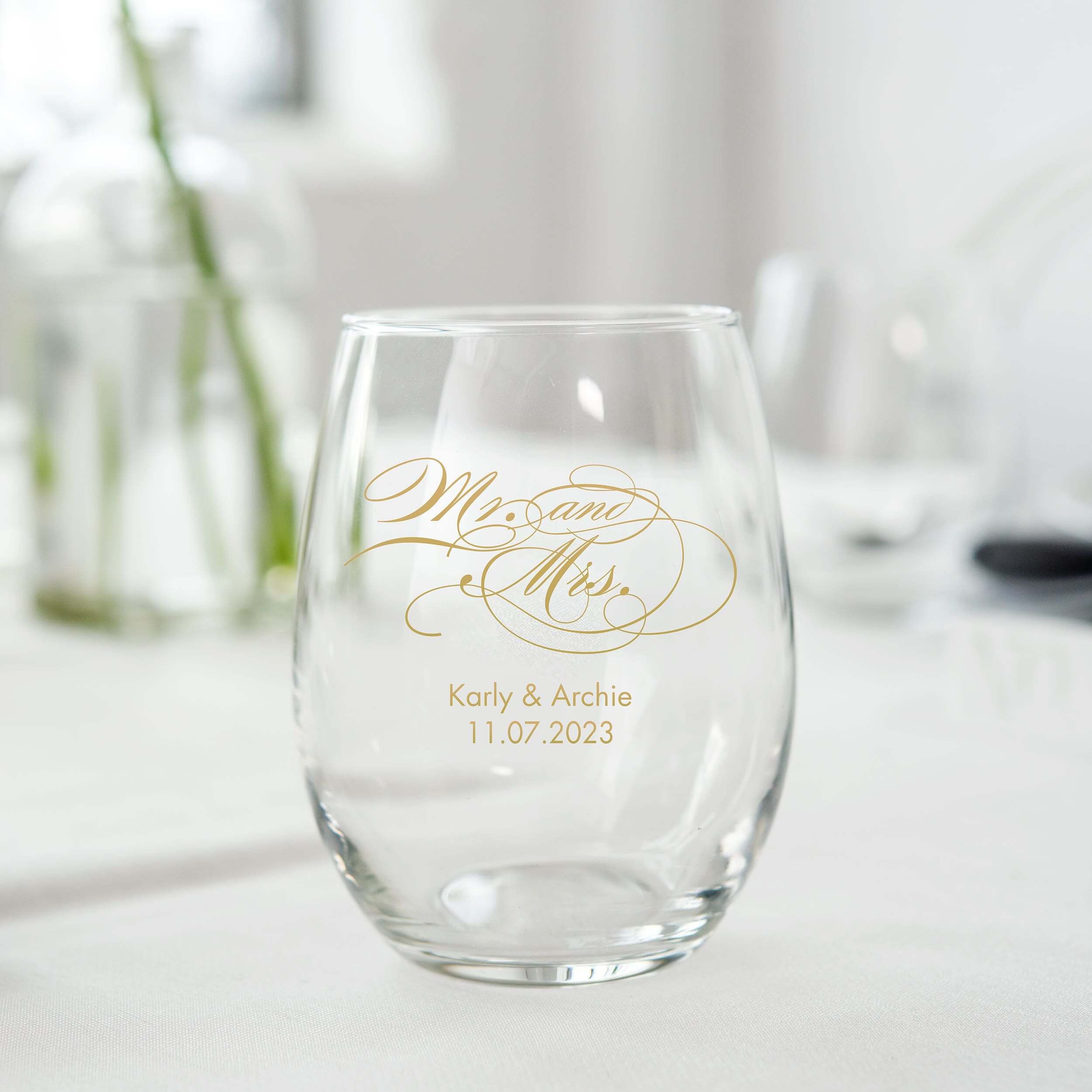9 oz. Stemless Wine Glass Favor - Blank | Designs Available