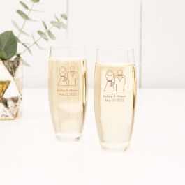  Personalized Stemless Champagne Glass – Wedding 
