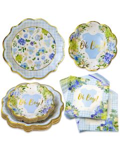 Baby Shower Onesie Tableware Set - Blue