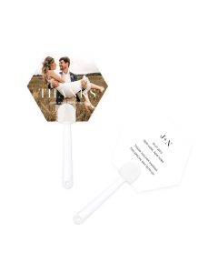 Personalized Photo Printed Paper Hexagon Hand Fan Wedding Favor - Modern Love