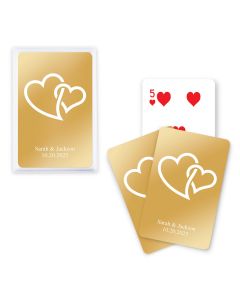 Custom Metallic Printed Playing Card Favor - Double Hearts