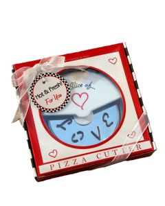 "A Slice of Love" Stainless-Steel Pizza Cutter in Miniature Pizza Box