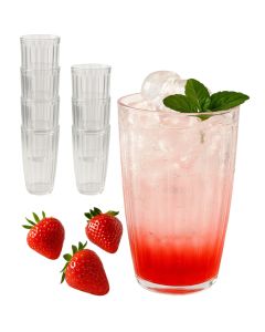 21 oz Ribbed Acrylic Clear Cups, Set of 8