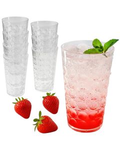 19 oz Clear Acrylic Hobnail Bubble Cups, Set of 8