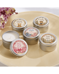 Personalized Travel Candle - Rustic Baby Shower