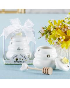 Sweet As Can Bee Ceramic Honey Pot with Wooden Dipper