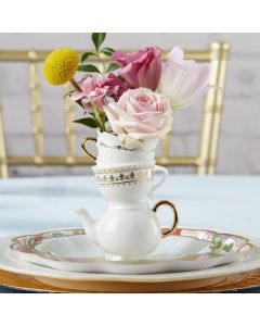 Tea Time Whimsy Ceramic Bud Vase - Medium
