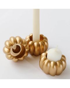 Pumpkin 2 in 1 Tealight/Candlestick Holder (Set of 6) - Gold