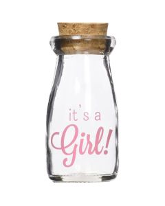 Printed Vintage 3.8 oz. Milk Bottle Favor Jar - It's a Girl (Set of 12)