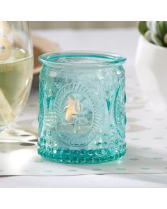 Vintage Blue Glass Tea Light Holder (Set of 8)