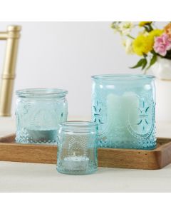 Nesting Vintage Blue Glass Tea Light Holder (Set of 3)