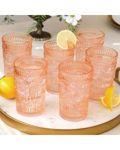13 oz. Vintage Textured Rose Gold Drinkware (Set of 6)
