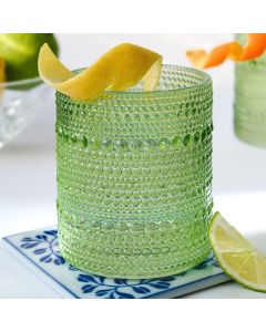 10 oz. Textured Beaded Sage Green Glass (Set of 6)
