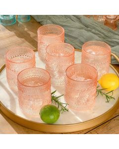 10 oz. Textured Beaded Rose Gold Glass (Set of 6)