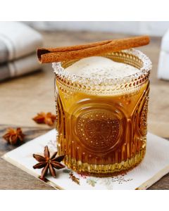 10 oz Retro Arch Floral Ribbed Glassware - Set of 6 (Amber)