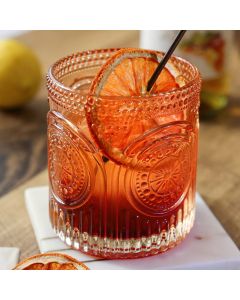 10 oz Retro Arch Floral Ribbed Glassware - Set of 6 (Rose Gold)