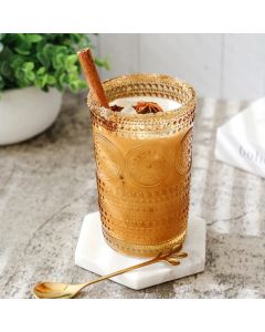 13 oz Hobnail Beaded Floral Vintage Drinkware - Set of 6 (Amber)