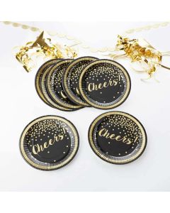 Gold Foil Cheers 9 in. Premium Paper Plates - Party Time (Set of 8)