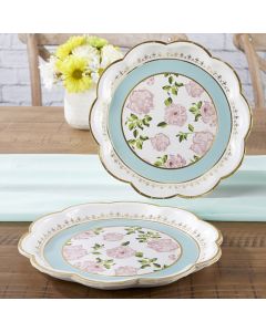 Tea Time Whimsy 9 in. Premium Paper Plates - Blue (Set of 16)