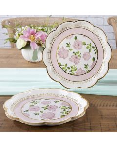 Tea Time Whimsy 9 in. Premium Paper Plates - Pink (Set of 16)