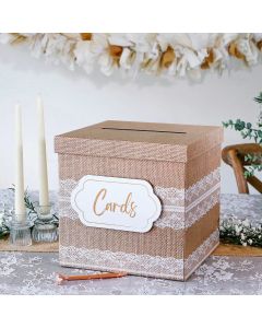 Rustic Elegance Wedding and Party Card Box - Burlap and Lace
