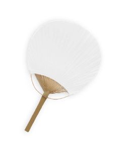 Bamboo Handle Paper Paddle Fan White