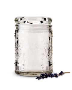 Pressed Glass Mason Jar Favor with Stopper Lid for Weddings, Parties & Events - Floral - Set of 6