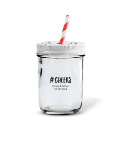 Personalized 8 oz. Glass Mason Jar Favor with Lid Options 