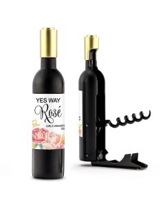 Personalized Wine Bottle Shaped Corkscrew Opener Favor Gift - Yes Way Rosé