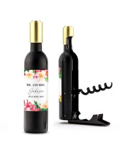 Personalized Wine Bottle Shaped Corkscrew Opener Favour Gift - Tropical Floral