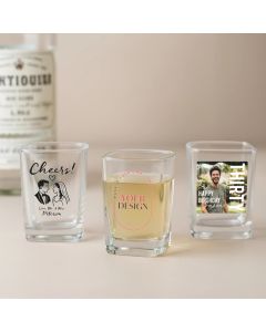 Custom Printed 2 oz. Square Shot Glass for Event Favors and Personal Gifts - Upload Your Own Design