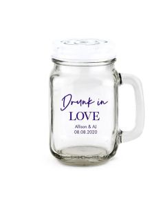 Personalized 12 or 16 oz. Mason Jar Drinking Glass Favor