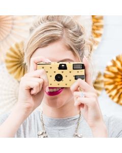 Disposable Camera With Flash - Gold Hearts