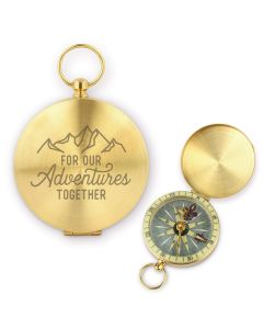 Custom Engraved Gold Metal Compass Gift - Adventures Together
