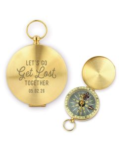 Custom Engraved Gold Metal Compass Gift - Lost Together