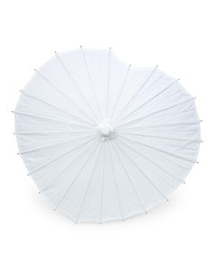 Heart Shaped Paper Parasol with Bamboo Handle - White