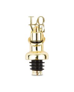 Gold Metal Wine Bottle Stopper & Pourer - Love