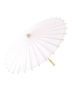 Large 32" Japanese/Chinese Paper Parasol with Bamboo Handle - White 