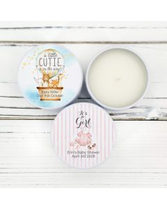 Baby Shower Candle Tin Favors (White)