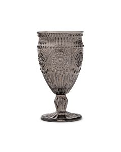 Vintage Style Pressed Glass Wine Goblet - Black