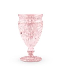 Vintage Style Pressed Glass Wine Goblet - Pink