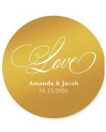 Personalized 2" Round Metallic Favor Sticker