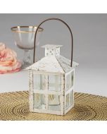 Vintage White Distressed Lantern - Medium