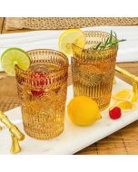 13 oz. Vintage Textured Amber Drinkware (Set of 6)