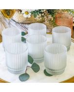 Ribbed Frosted Glass Votive Candle Holder (Set of 6)