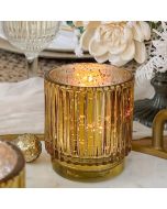 Ribbed Gold Glass Votive Candle Holder (Set of 6)