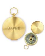 Custom Engraved Gold Metal Compass Gift - Modern Sans Serif