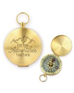 Custom Engraved Gold Metal Compass Gift - Adventures Together
