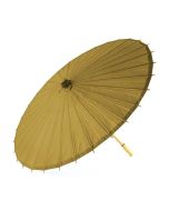Large 32" Japanese/Chinese Paper Parasol with Bamboo Handle - Vintage Gold
