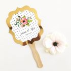Personalized Floral Garden Gold Paddle Fans
